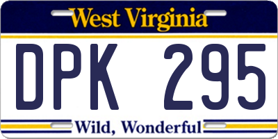 WV license plate DPK295