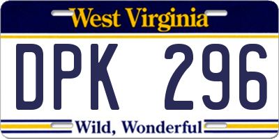 WV license plate DPK296
