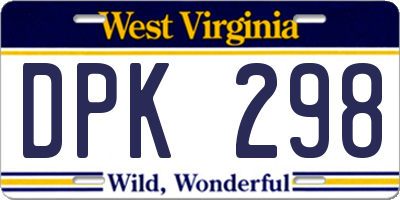 WV license plate DPK298