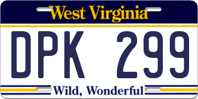 WV license plate DPK299