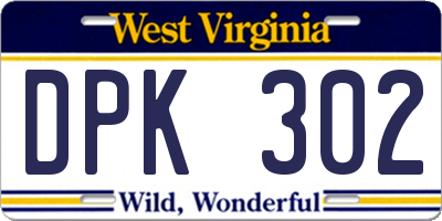 WV license plate DPK302