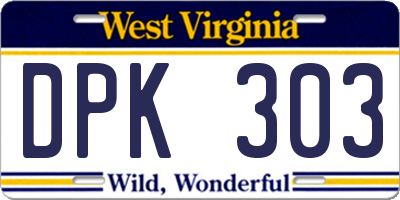 WV license plate DPK303