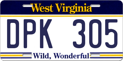 WV license plate DPK305