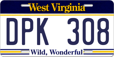 WV license plate DPK308