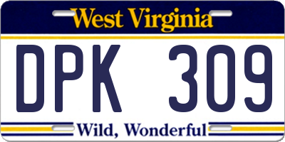 WV license plate DPK309