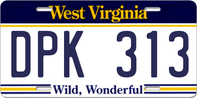 WV license plate DPK313