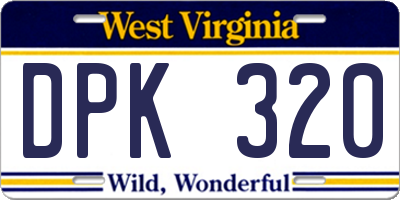WV license plate DPK320