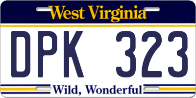 WV license plate DPK323