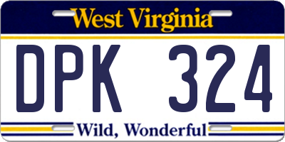 WV license plate DPK324
