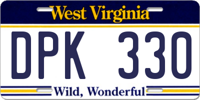 WV license plate DPK330