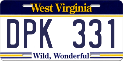 WV license plate DPK331
