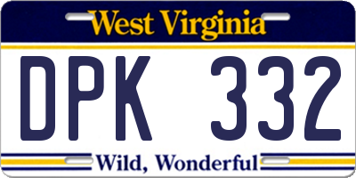 WV license plate DPK332