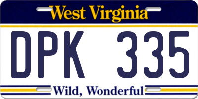 WV license plate DPK335