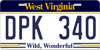 WV license plate DPK340