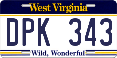 WV license plate DPK343