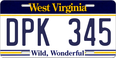 WV license plate DPK345