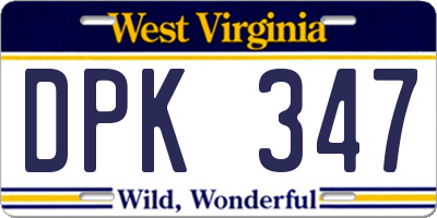 WV license plate DPK347