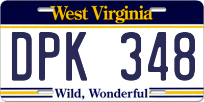 WV license plate DPK348
