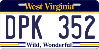 WV license plate DPK352