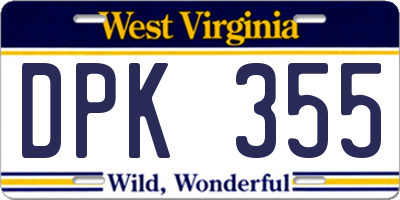 WV license plate DPK355