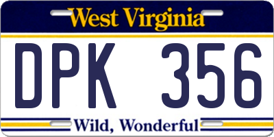 WV license plate DPK356