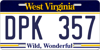 WV license plate DPK357