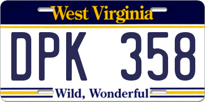 WV license plate DPK358
