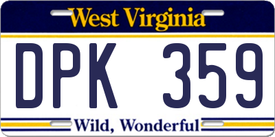 WV license plate DPK359