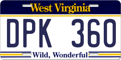 WV license plate DPK360