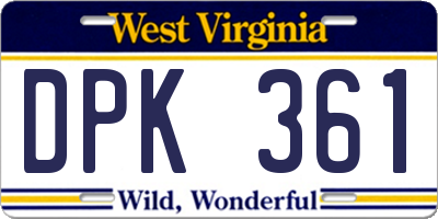 WV license plate DPK361