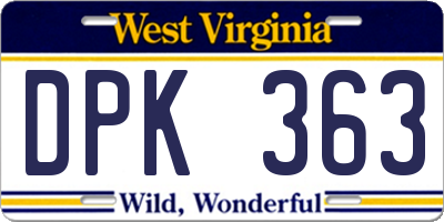 WV license plate DPK363