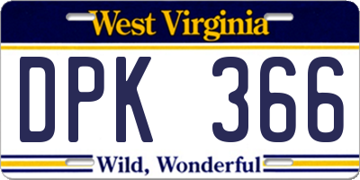 WV license plate DPK366