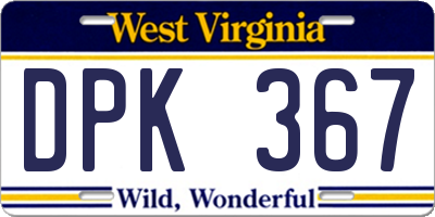 WV license plate DPK367