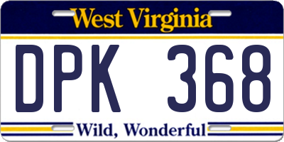 WV license plate DPK368