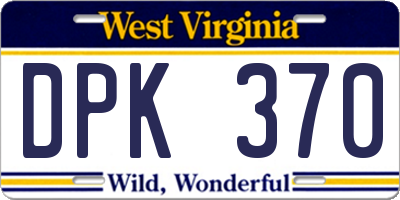 WV license plate DPK370