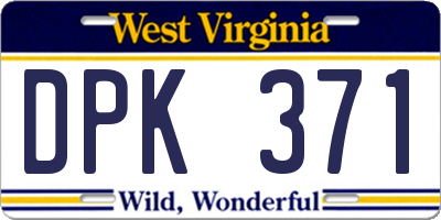 WV license plate DPK371