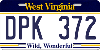 WV license plate DPK372