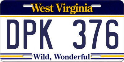 WV license plate DPK376