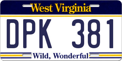 WV license plate DPK381