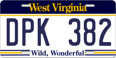 WV license plate DPK382