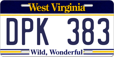 WV license plate DPK383
