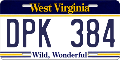 WV license plate DPK384