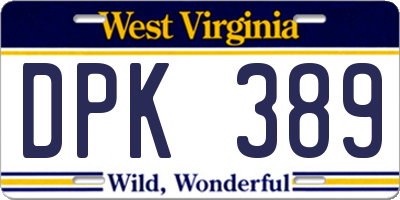 WV license plate DPK389