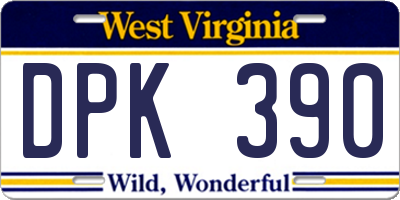 WV license plate DPK390