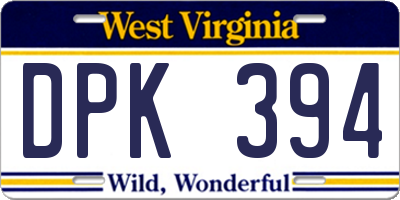 WV license plate DPK394