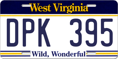 WV license plate DPK395