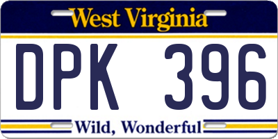 WV license plate DPK396