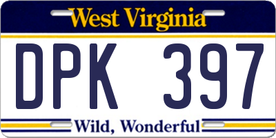 WV license plate DPK397
