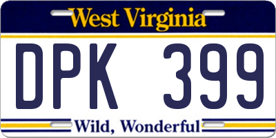 WV license plate DPK399