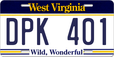 WV license plate DPK401